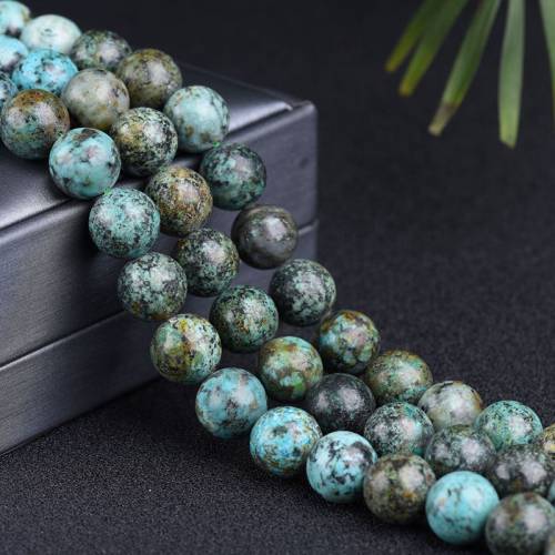 African Turquoises 7A Grade Natural Stone Round Loose Beads 4mm-12mm for Jewelry Making Wholesale Jewelry Halloween Jewelry