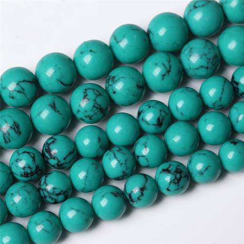 Black Line Turquoise Round Loose Spacer Beads for Making Jewelry