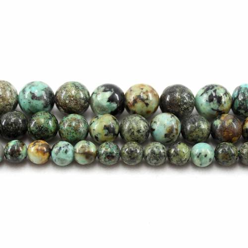 Natural Stone African Turquoise Round Loose Beads Strand 4/6/8/10/12MM 15Inch For Jewelry DIY Making Necklace Bracelet