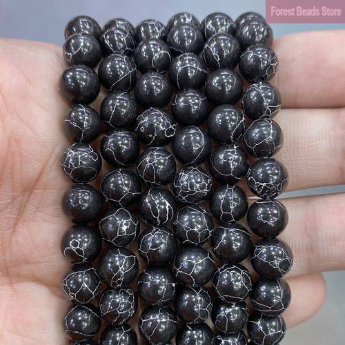 Natural Stone Black Turquoises Loose Beads 15 Strand 4 6 8 10 12 14MM Pick Size for Diy Jewelry Making Supplies Wholesale