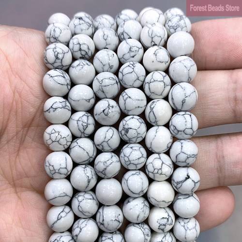 White Turquoises Loose Beads 15 Strand 4 6 8 10 12 14MM Pick Size for Diy Jewelry Making Supplies Wholesale Lots Bulk