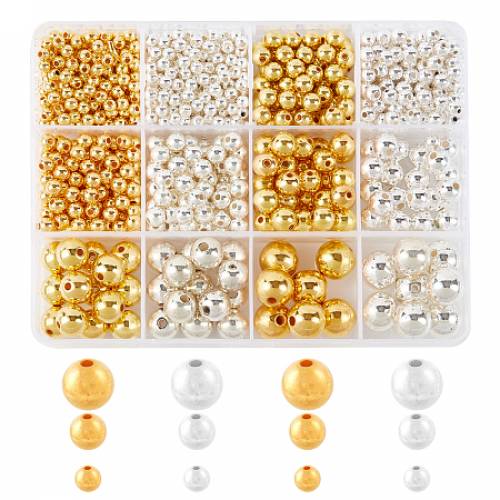 ABS Plastic Beads - Round - Golden & Silver - 13x10x22cm