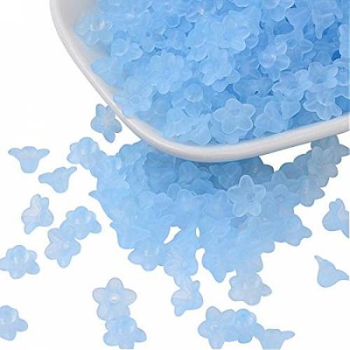 ARRICRAFT 500g (About 5000 pcs) Flower Frosted Transparent Acrylic Beads 10x5mm - Cornflower Blue
