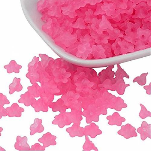 ARRICRAFT 500g (About 5000 pcs) Flower Frosted Transparent Acrylic Beads 10x5mm - HotPink