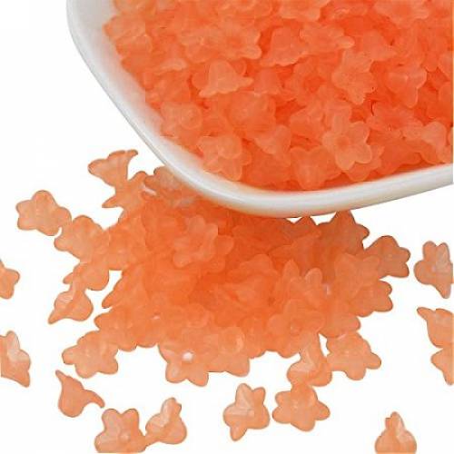 ARRICRAFT 500g (About 5000 pcs) Flower Frosted Transparent Acrylic Beads 10x5mm - Orange