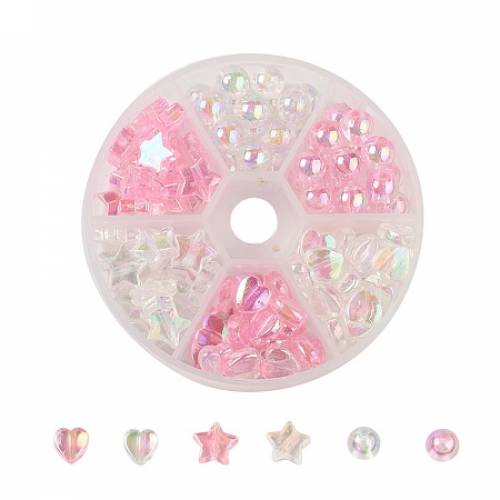 Environmental Transparent Acrylic Beads - Mixed Shapes - Mixed Color - 8~10x3~4mm - Hole: 15mm; 110pcs/box