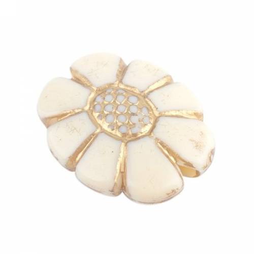 NBEADS 410pcs/500g Ridged Flower Plating Acrylic Loose Beads Cream with Golden Metal Enlaced for DIY Crafts Making - Beige - 20x155x65mm - Hole: 2mm