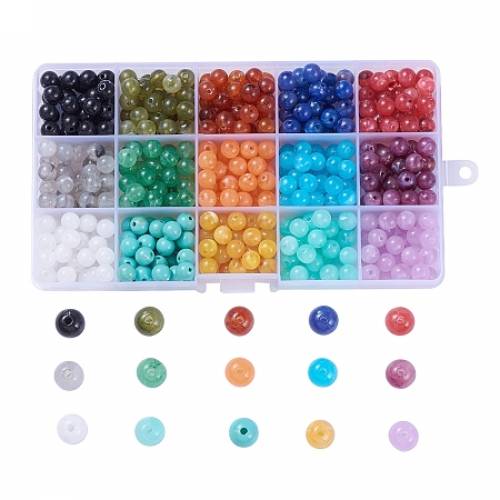 NBEADS Imitation Gemstone Acrylic Beads - Round - Mixed Color - 8mm - Hole: 2mm - 450pcs/box