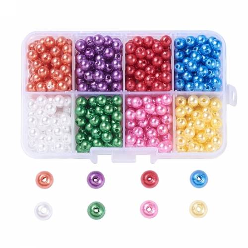NBEADS Imitation Pearl Acrylic Beads - Dyed - Round - Mixed Color - 6x55mm - Hole: 15~2mm; 560pcs/box
