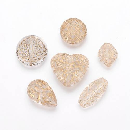 Nbeads Plating Acrylic Beads - Metal Unlaced - Mixed Shapes - Clear - 28x145x55mm - Hole: 2mm
