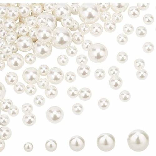 Olycraft Plastic Imitation Pearl Beads - Undrilled/No Hole Beads - Round - Antique White - 8~155mm - 5boxes/set