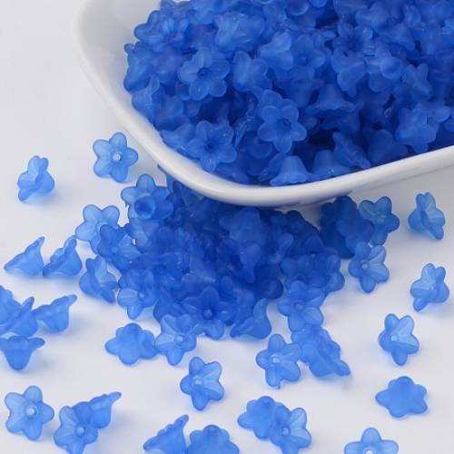 Transparent Acrylic Beads - Flower - Frosted - Blue - 10x5mm - Hole: 1mm; about 4200pcs/500g