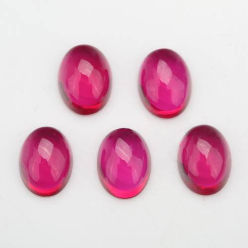 10pcs 3x5mm~10x14mm 5# Red Rubys Oval Shape Cabochon Synthetic Corundum Gems Lab Created Stone