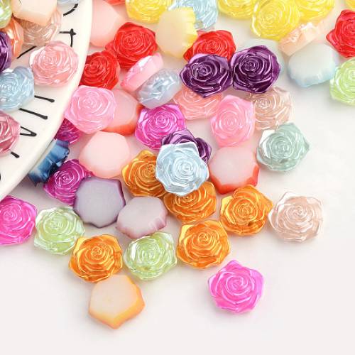 ABS Plastic Imitation Pearl Cabochons - Flower - Mixed Color - 17x175x65mm; about 200pcs/bag