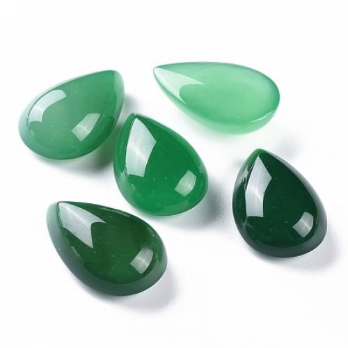 ARRICRAFT Natural Green Onyx Agate Cabochons - Teardrop - Dyed & Heated - 16x12x6mm