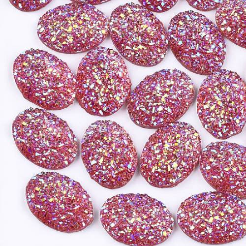 Electroplate Druzy Resin Cabochons - Oval - Cerise - 175x13x45mm