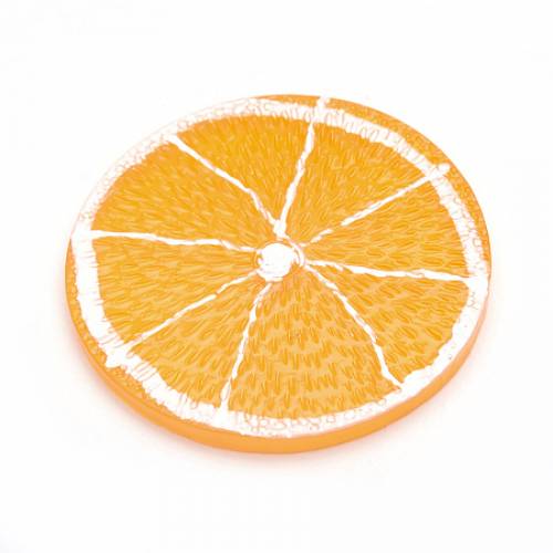 Resin Cabochons - Lemon Slice - Orange - 48x4mm