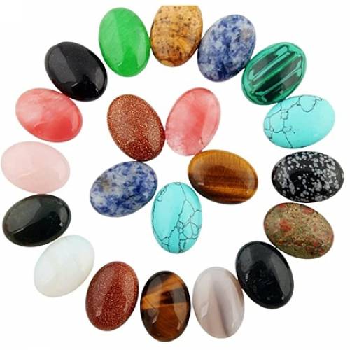 SUNNYCLUE Gemstone Cabochons - Oval - 24~26x17~19x5~7mm; 15 materials - 1pc/material - 15pcs/box