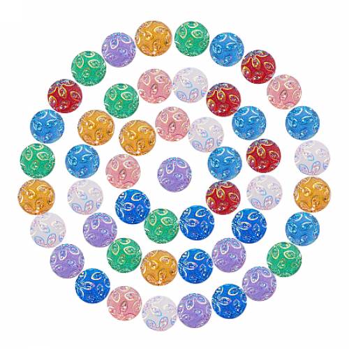 SUNNYCLUE Resin Cabochons - Flat Round with Flower - Mixed Color - 12x3~35mm - 160pcs/set
