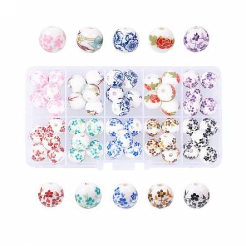 ARRICRAFT 50pcs 12mm 10 Colors Chinese Style Handmade Porcelain Beads for Wedding - Party Home Decoration Hole: 3mm