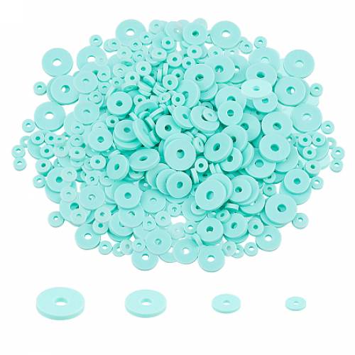 Arricraft Environmental Handmade Polymer Clay Beads - Disc/Flat Round - Heishi Beads - Aquamarine - 11x7x3cm; about 2850~3000pcs/box