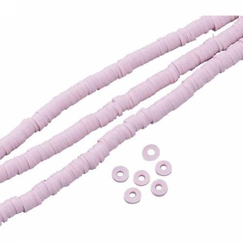 NBEADS 10 Strands Handmade Flat Round Polymer Clay Bead Spacer Beads for DIY Jewelry Making - 3x1mm - Hole: 1mm - About 380pcs/strand - IndianRed
