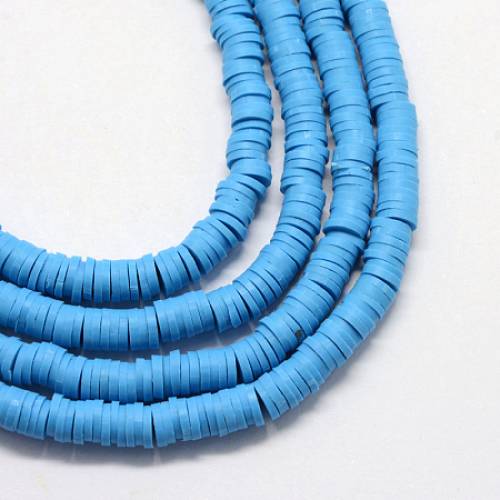 NBEADS 380 Pieces Handmade Polymer Clay Beads Strand - 3mm Flat Round Spacer Beads for DIY Jewelry Making - Dodger Blue - Hole: 1mm