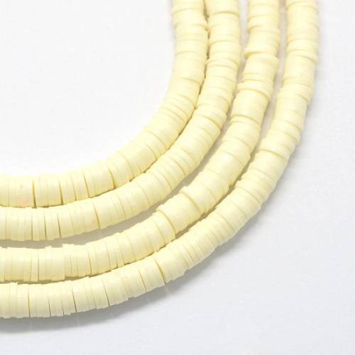 NBEADS 380 Pieces Handmade Polymer Clay Beads Strand - 3mm Flat Round Spacer Beads for DIY Jewelry Making - Goldenrod Yellow - Hole: 1mm