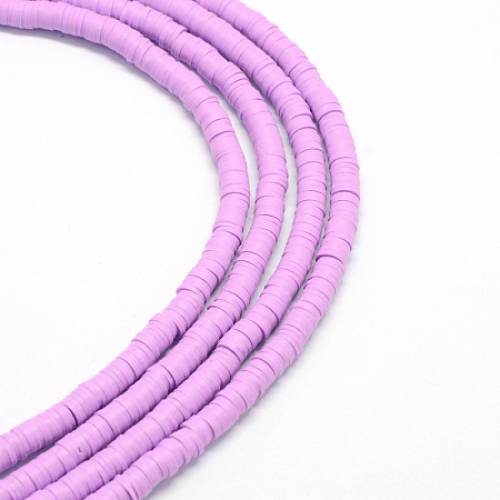 NBEADS 380 Pieces Handmade Polymer Clay Beads Strand - 3mm Flat Round Spacer Beads for DIY Jewelry Making - Plum - Hole: 1mm