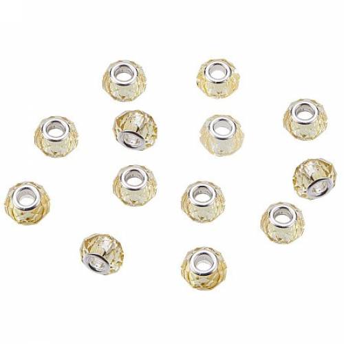 NBEADS 100Pcs Crystal Glass Charms - Faceted Lampwork Beads Large Hole European Charms Beads fit Bracelet Jewelry Making