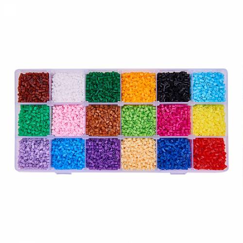 PandaHall Elite 1 Box Size 25mm DIY Fuse Beads and Pegboards with Tweezer Peg Boards Iron Paper Pack of 18 Colors for Kids Craft DIY Holiday Gift
