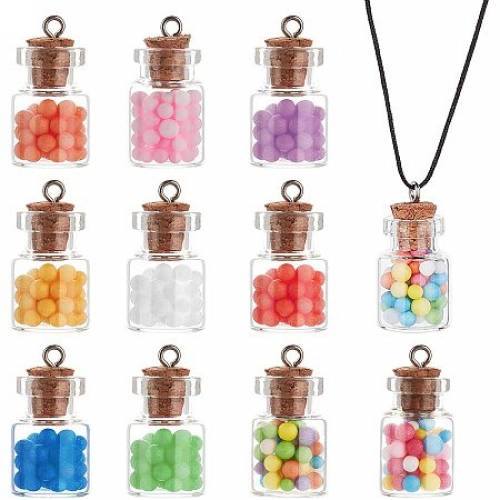 PandaHall Elite 40 Pieces Colorful Glass Bottle Pendant Crystal Glass Ball Charms with Colorful Balls Decorations for DIY Crafting Craft Supplies -...