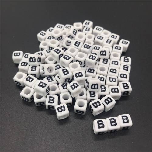 100pcs 6mm Letter Beads Square Alphabet Beads Acrylic Beads DIY Jewelry Making For Bracelet Necklace Accessories #B