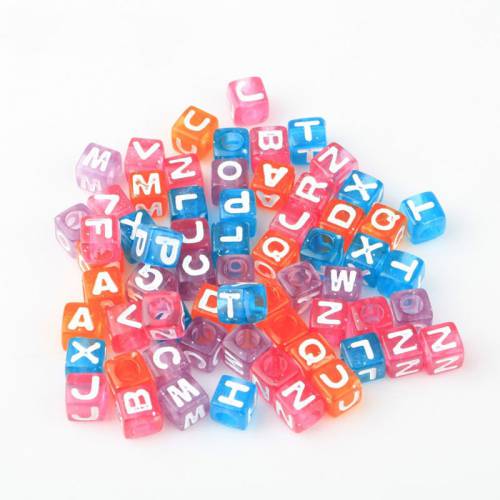 100pcs Alphabet Colors Spacer Loose Carved Cube Acrylic Beads With Letters Supplies For Jewelry Making Diy Accessories Wholesale