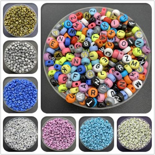 100pcs/lot 7mm Acrylic Spacer Letter Beads Oval Alphabet Beads For Jewelry Making DIY Handmade Accessories