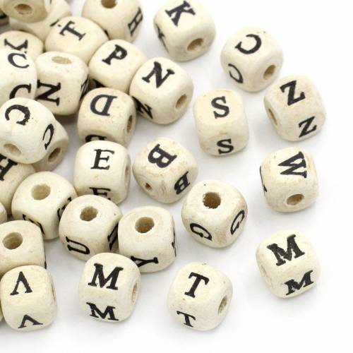 200/300PCs Handmade Natural Square Wooden Beads Letter/Alphabet Beads DIY For Jewelry Making Accessories Baby Teether 10x10mm