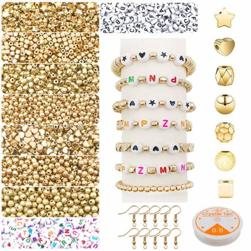 919 letter beads separated beads ear hook set DIY jewelry hand beaded accessories small golden beads Polished Solid loose beads