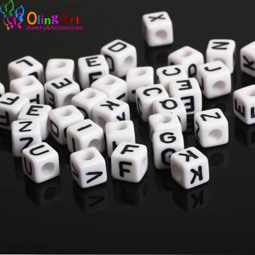 OlingArt 8MM 100pcs Mixed Cubic Beads Acrylic Spacer Bead/No poison Best Gift For Kids Alphabet Letter Bead DIY jewelry making