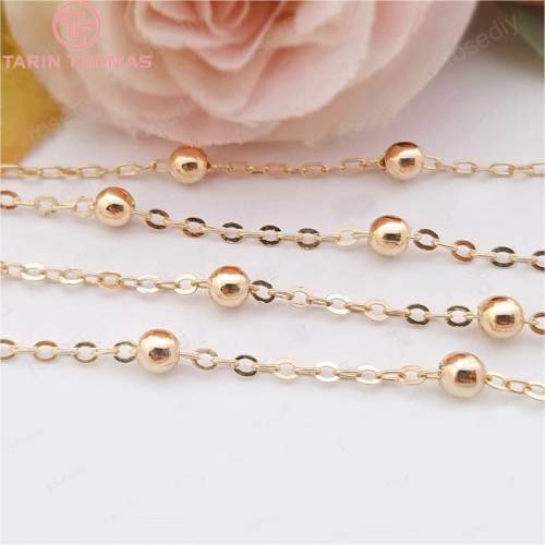 1 Meter width 16MM 24K Champagne Gold Color Plated Brass Station Ball beads Flat Oval Chains Necklace Chains Accessories