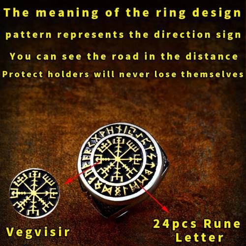 Beier 316L Stainless Steel Nordic Viking Ring Custom Rune beads Signet wolf Scandinavn Odin Symbol fashion Men Jewelry LR522