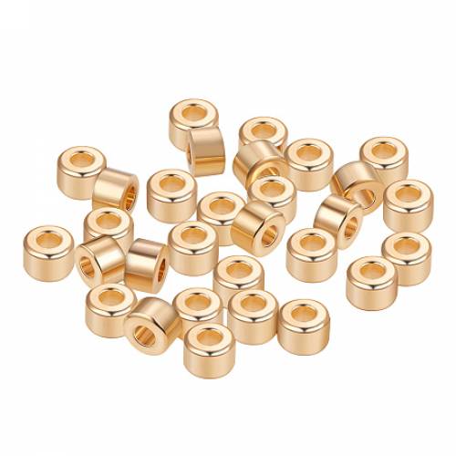 BENECREAT 30 PCS Gold Plated Beads Metal Spacer Beads for DIY Jewelry Making and Other Craft Work - 6x4mm - Column Shape