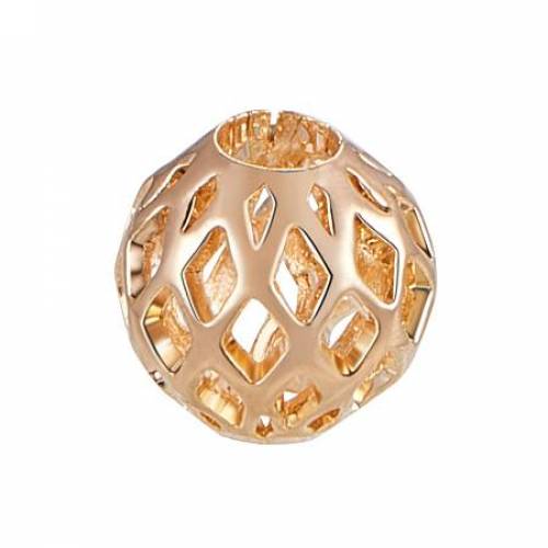 BENECREAT 30 PCS Gold Plated Beads Metal Spacer Beads for DIY Jewelry Making and Other Craft Work - 8x3mm - Hollow Shape