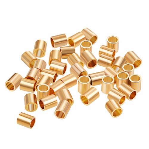 BENECREAT 60 PCS Gold Plated Beads Metal Beads for DIY Jewelry Making and Other Craft Work - 35x4mm - Column Shape
