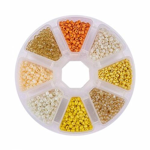 ARRICRAFT 1 Box (About 3600pcs) 8/0 Mixed Yellow Round Glass Seed Beads - 3mm