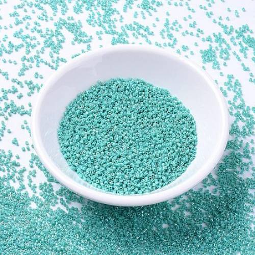 MIYUKI Delica Beads Small - Cylinder - Japanese Seed Beads - 15/0 - (DBS0166) Opaque Turquoise Green AB - 11x13mm - Hole: 07mm; about 35000pcs/10g