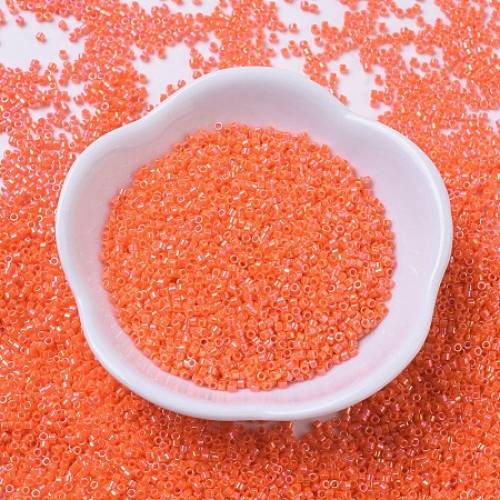 MIYUKI® Delica Beads Small - Cylinder - Japanese Seed Beads - 15/0 - (DBS0161) Opaque Orange AB - 11x13mm - Hole: 07mm; about 35000pcs/10g