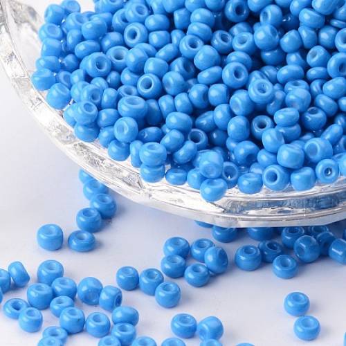 ORNALAND 8/0 Baking Paint Glass Seed Beads - Dodger Blue - 3mm - Hole: 1mm - about 3600pcs/bag