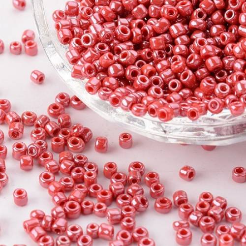 ORNALAND 8/0 Glass Seed Beads - Opaque Colors Lustered - Round - Red - 3mm - Hole: 1mm - about 3600pcs/bag