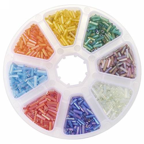PandaHall Elite Length 6mm Transparent Mixed Color Glass Bugle Beads 100g in 1 Box
