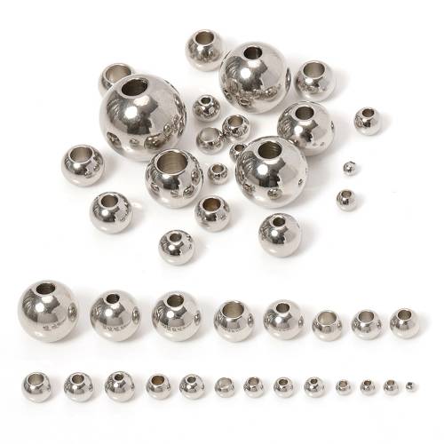 100pcs 3-10mm Stainless Steel Beads for Jewelry Making Loose Spacer Beads Ball Hole 12-5mm for Bracelets Jewelry Components DIY